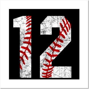 Vintage #12 Baseball Laces Baseball Mom Jersey Love Baseball T-shirt Posters and Art